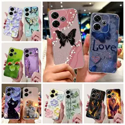 For Xiaomi Redmi 13 Case Luxury Butterfly Painted Cover 6.79'' Clear Silicone Phone Case For Xiaomi Redmi 13 Redmi13 Soft Fundas