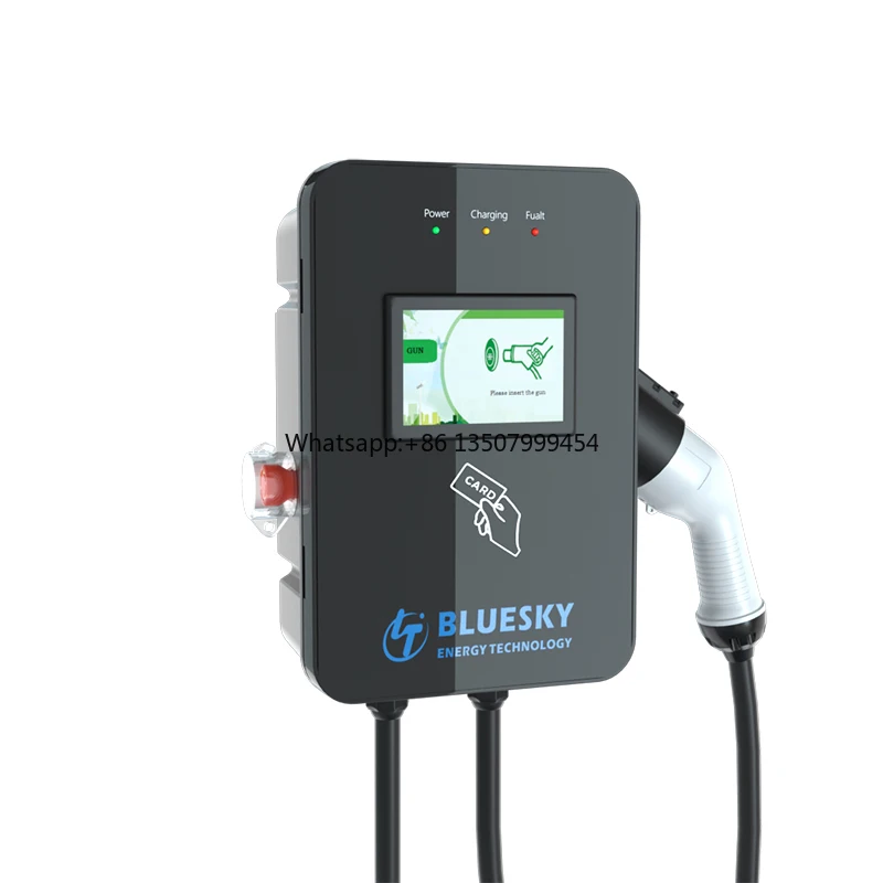 

Bluesky Outdoor Wall Mounted Ac Ev Charger Protective Case 22kw Home Ev Type 2 Ocpp Charger Wall Charging Station