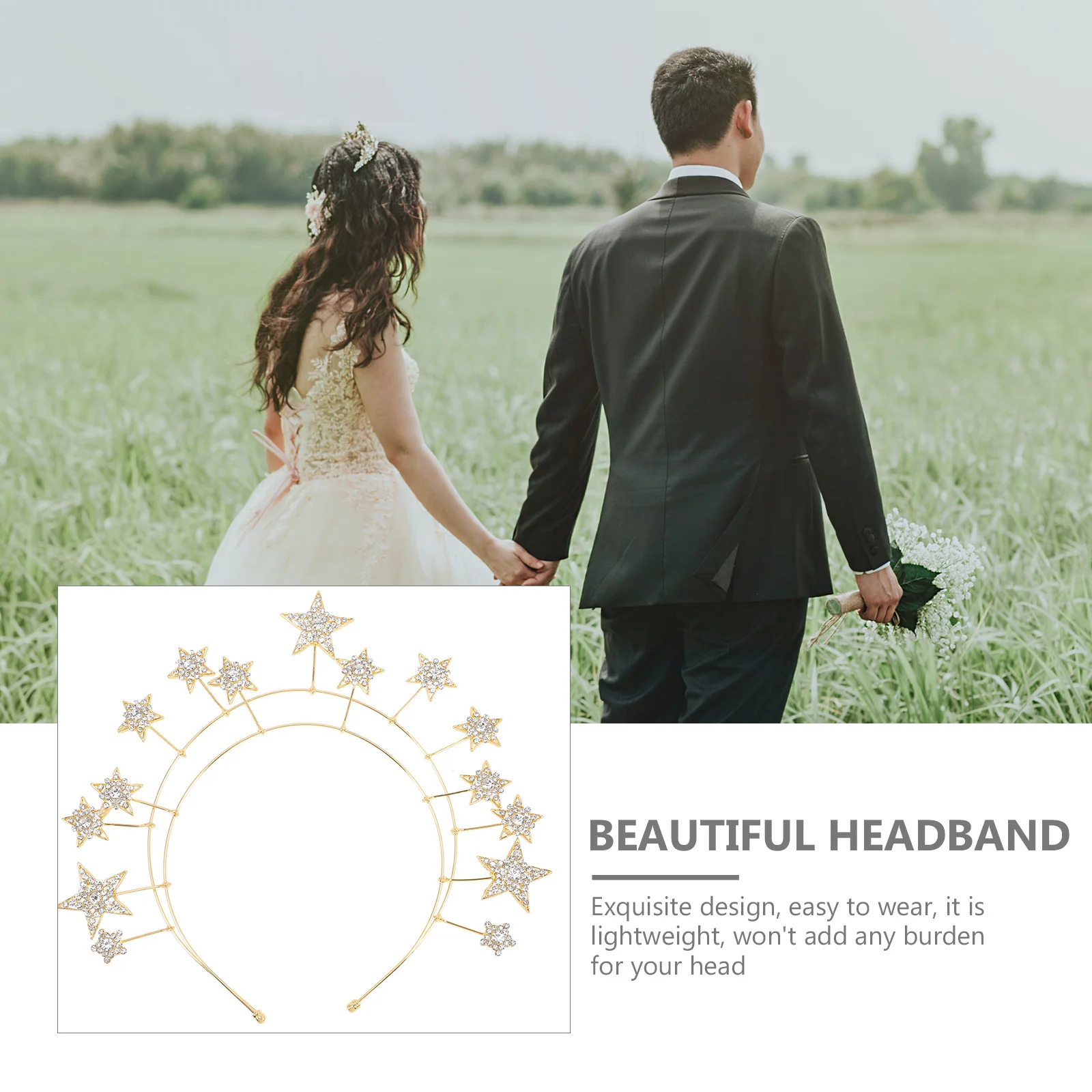 

Rhinestone Hair Headpiece For Wedding Bridal Party Evening Dance Birthday Women Girls Lightweight Sparkling