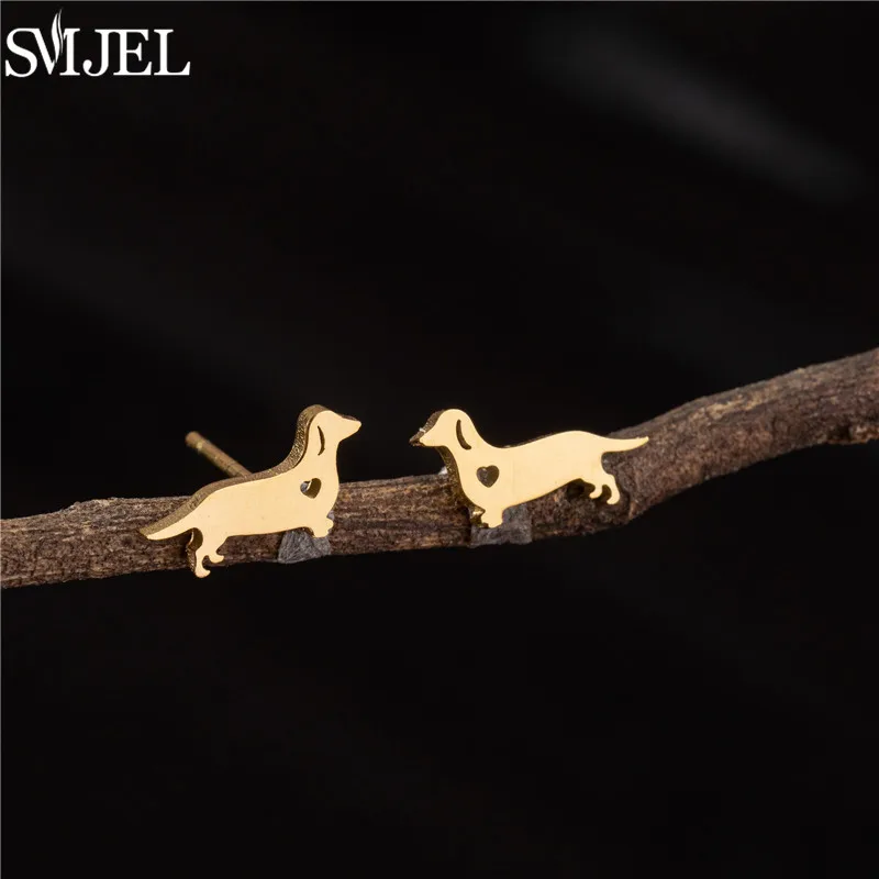 Cartoon Dachshunds Dog Earrings for Women Everday Jewelry Small Stainless Steel Animal Stud Earring Love My Pet Jewelry Gifts