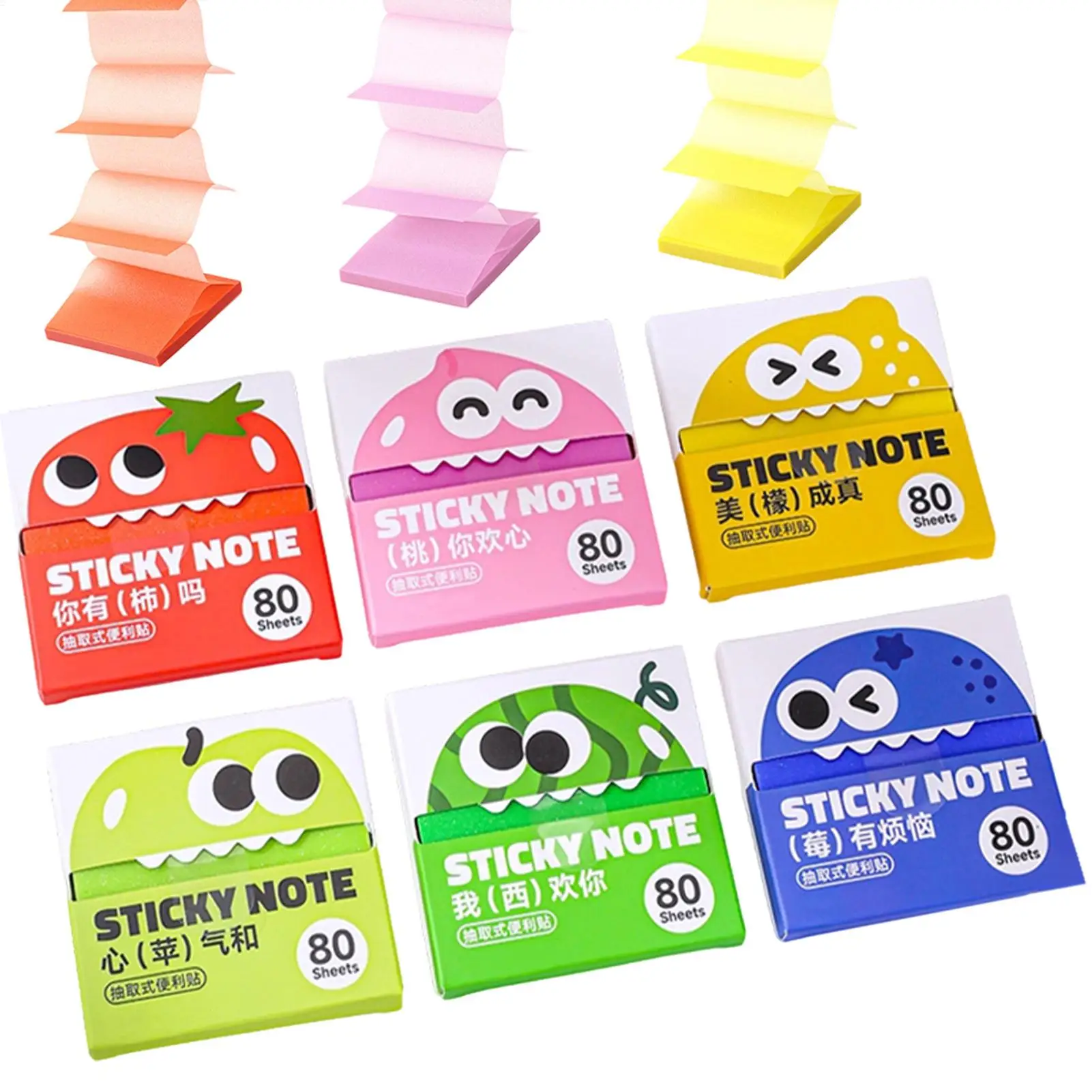 Cartoon Monster Sticky Note Box Self Adhesive Memo Notes Color Coding Page Markers Kids School Planner Stationery Gifts