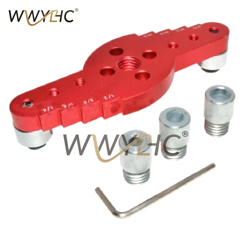 2‑in‑1 Woodworking Center Drilling & Marking Locator, Imperial Scriber Hole‑Punch Guide Jig 6/8/10mm