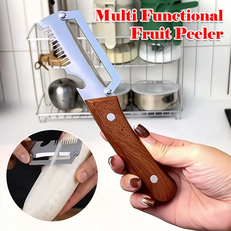 Heavy-Duty 3-in-1 Stainless Steel Vegetable Peeler & Fruit Slicer Shredder - Multi-Purpose Kitchen Tool