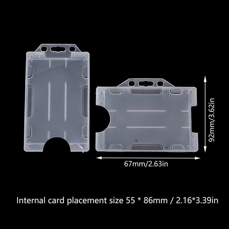 4pcs Unisex Multi-use Hard Plastic Double Sided ID Card Badge Holder Cover Case Office Supplies