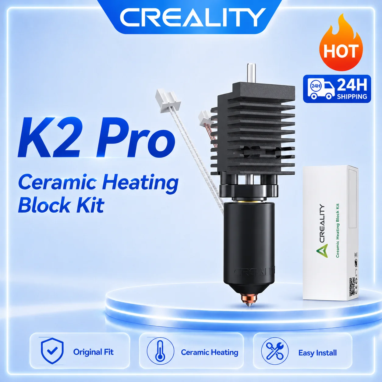 The Creality K2 Pro Is Equipped With the Creality Pro Ceramic Heating Head Kit as Its Hot End