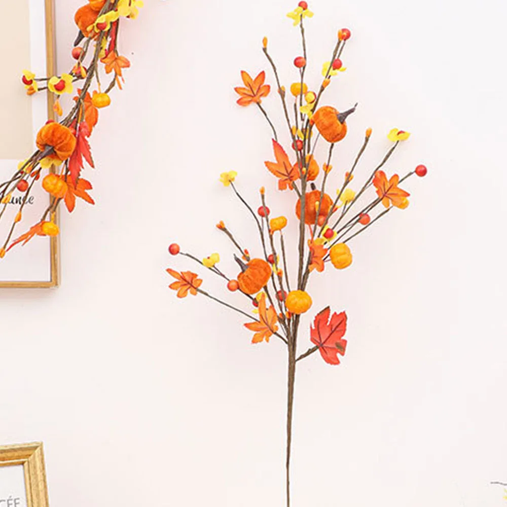 

Halloween Decorations Autumn Maple Leaves Pumpkin Branches Flower Bouquets Halloween Home Party Decorations