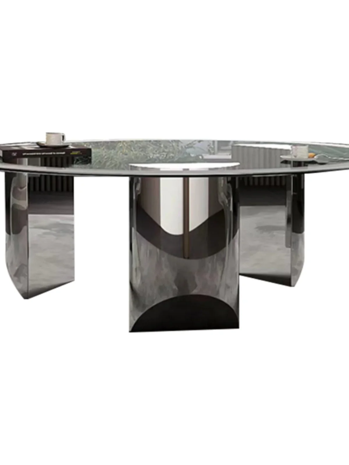 

Роскошный круглый стол, круглый обеденный стол из высококачественного закаленного стекла, комбинация обеденного стола и стула в домашнем стиле.