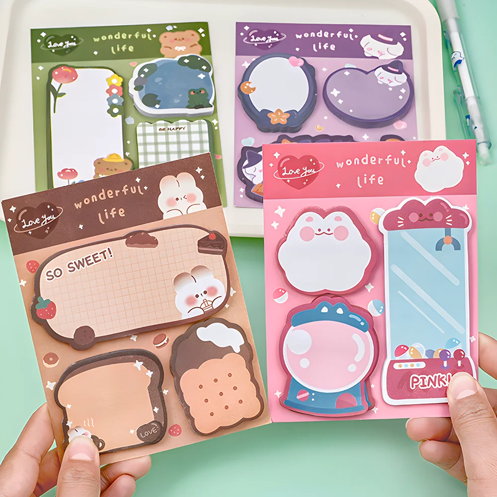 Cute Kawaii Sticky Notes Set Funny Cat Dog Bear Rabbit Memo Pad Post Notepads Girl Stationery Index Tab Checklist Planner Agenda