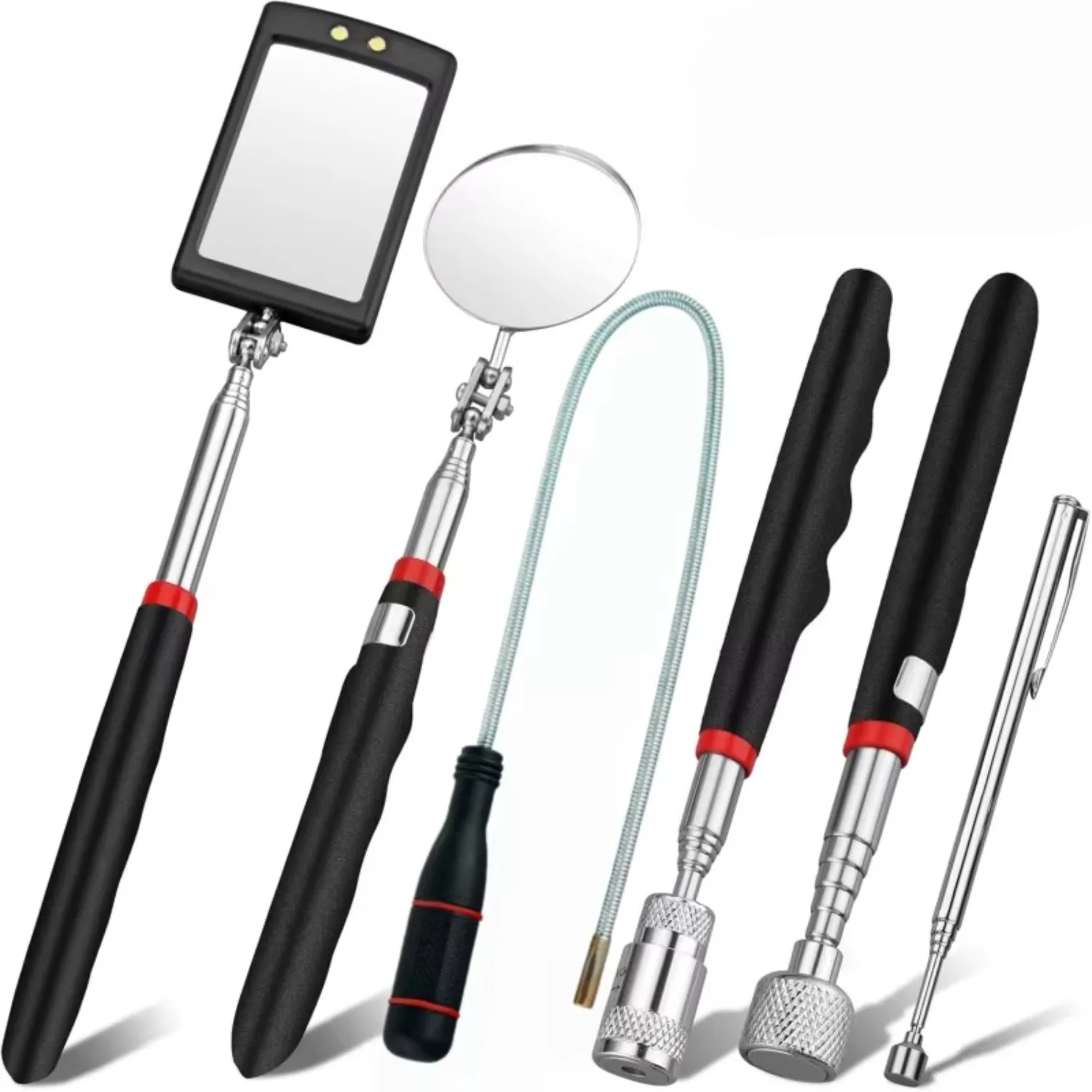Inspection Mirror Magnetic Pickup Stick Tool Telescopic Inspection Mirror for Check The Condition of Vehicle Car Repairs Tools