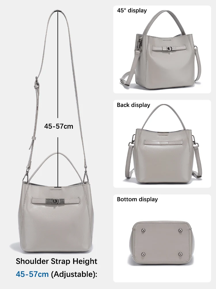 Zency 100% Genuine Leather Handbag Retro Women Luxury Designer Brand Bucket Bag Crossbody Shoulder Top Handle for Commuter 2026 - view 5