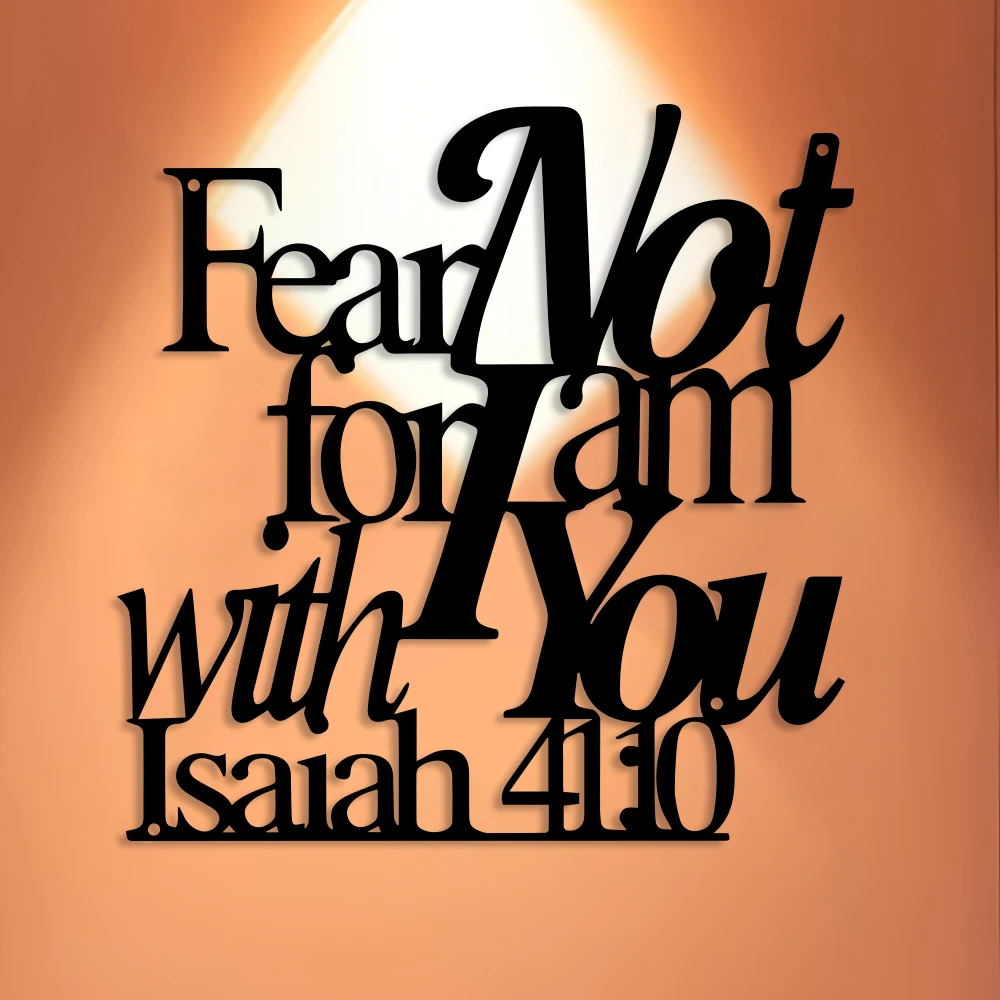 2D Golden Heavy-Duty Elegant Minimalist Christian Faith Metal Wall Decor -Hebrew Script Bible Verse Fear Not for I Am with You