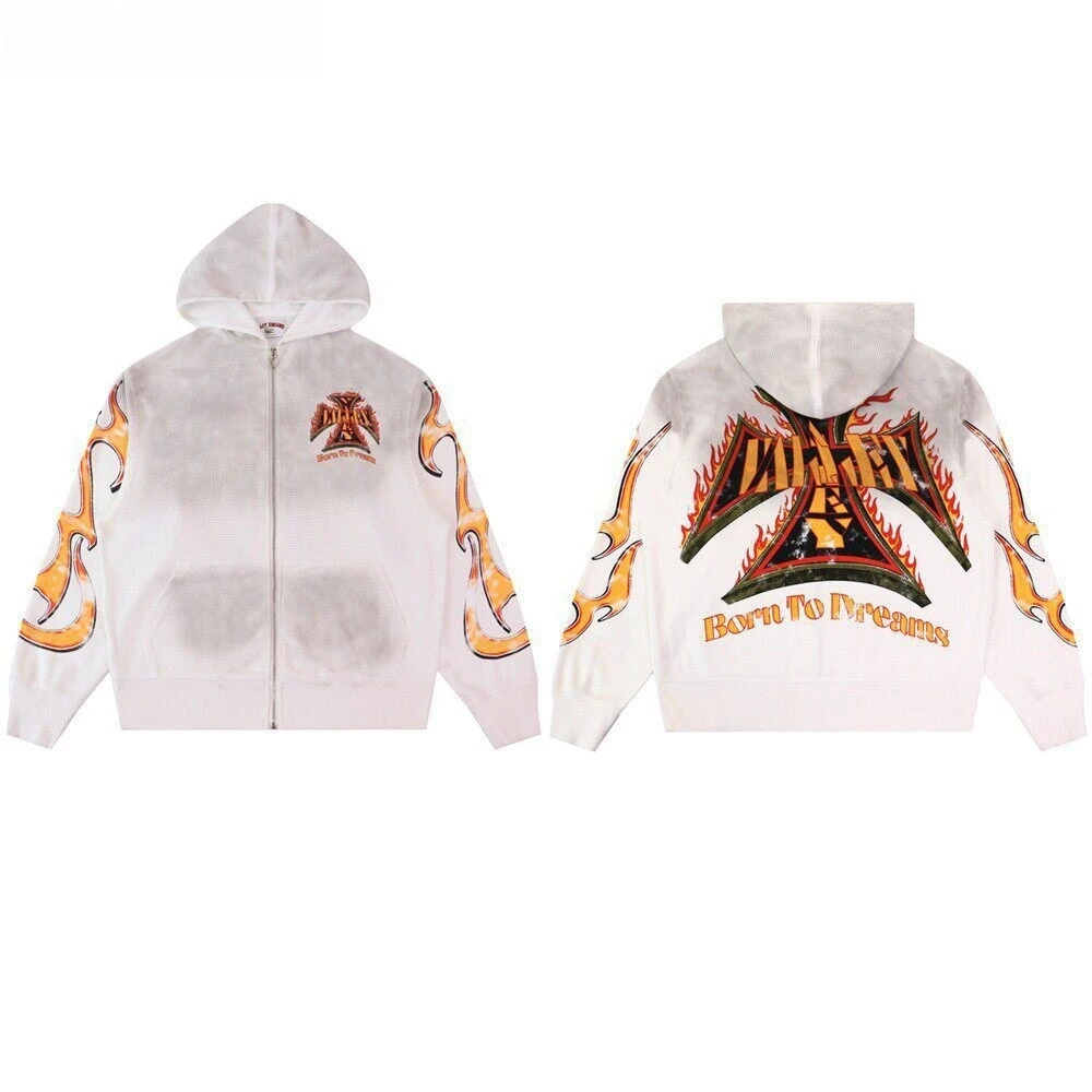 Vale Forever Vallery Letter Print Beauty High Street Casual Loose Waffle Cardigan Jacket Men