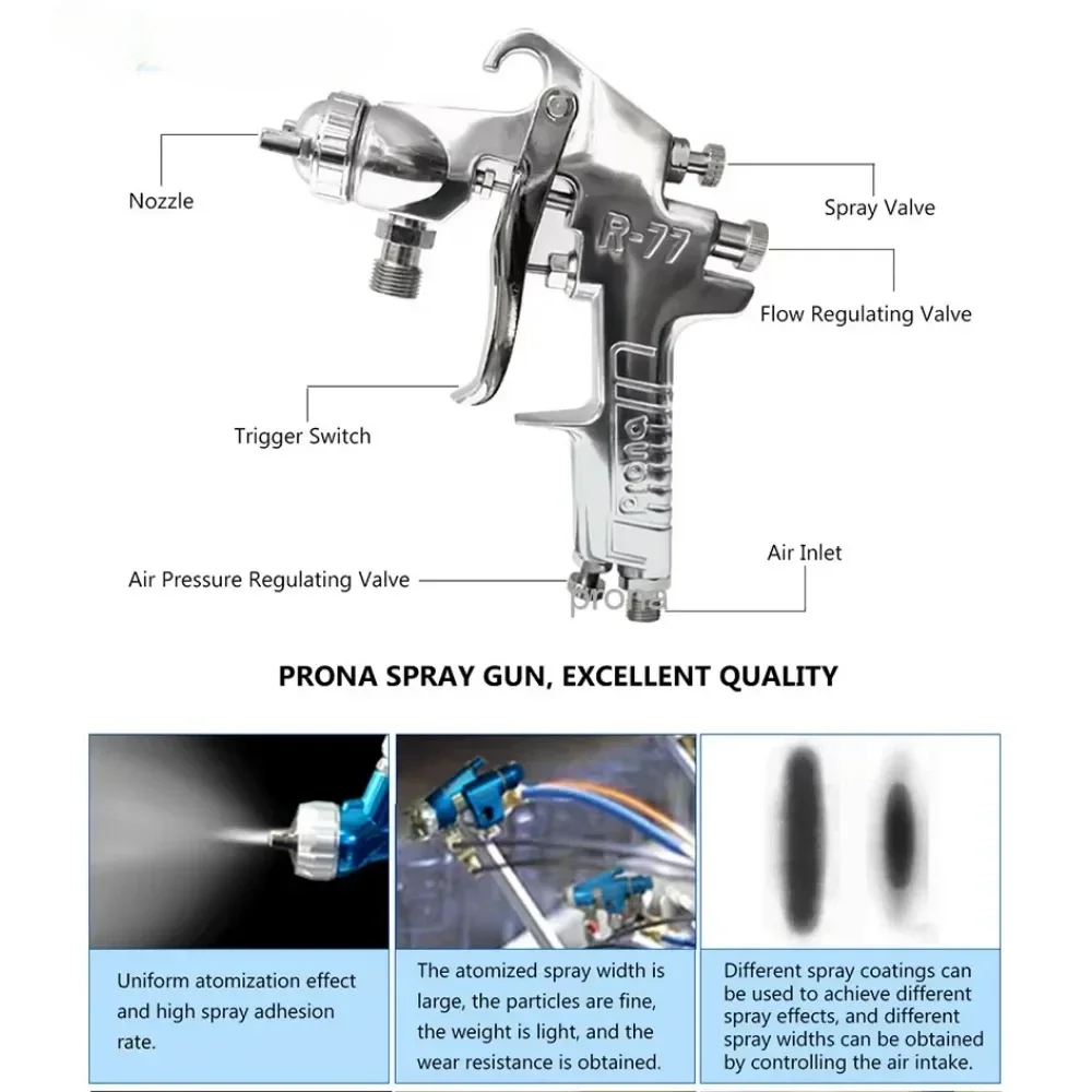 Prona Spray gan R77Manual Painting Pistol Pneumatic Tool Furniture Metal Wooden Base Coating R-77 Pneumatic Paint Spray gans