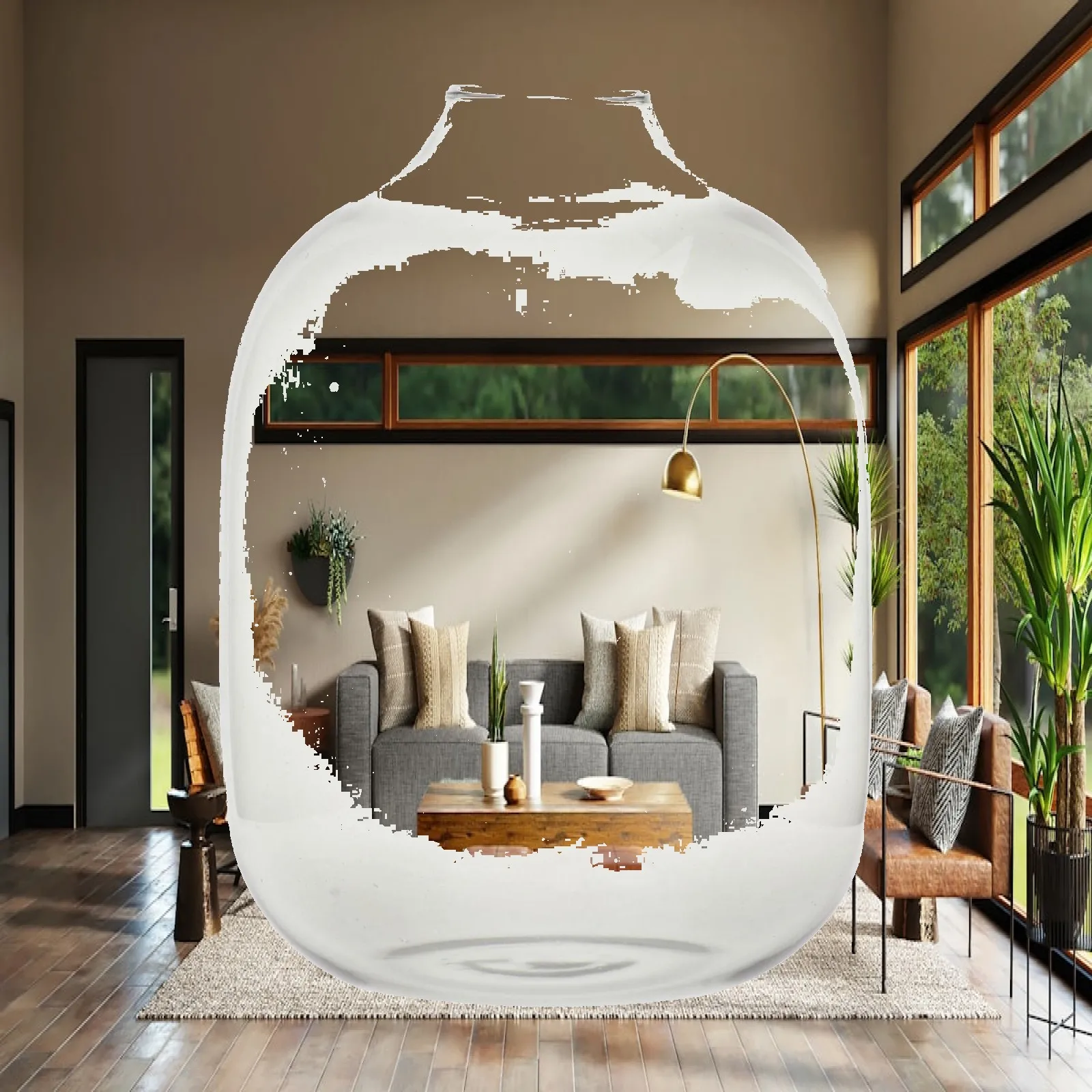 Creative Glass Vase Modern Clear Flower Holder Decorative Bubble Centerpiece Vase for Home Living Room Table