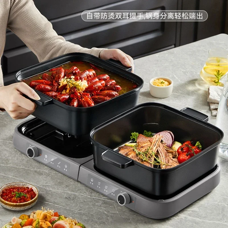 Stackable Split Dual-Broth Electric Hot Pot - Large Capacity, Multi-Functional chafing dish Eectric cooking pot