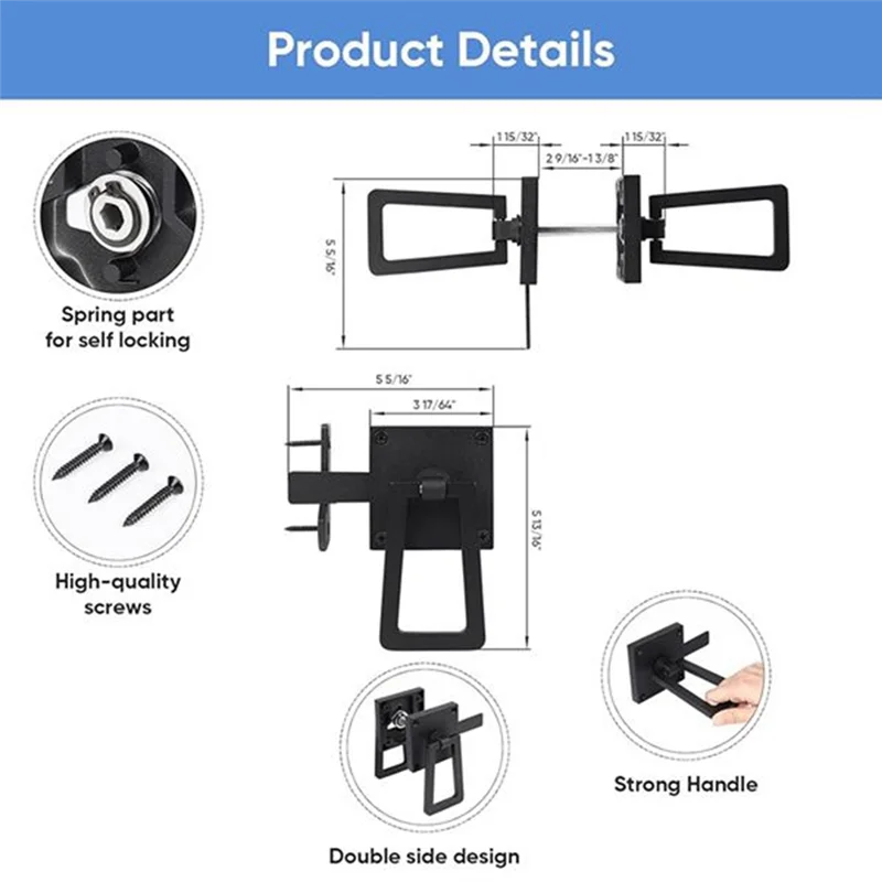 AA08-Heavy Duty Gate Latch, Double Side Gate Latches, Matte Black Fence Latch, Garden Door Latch, Pool Gate Latch