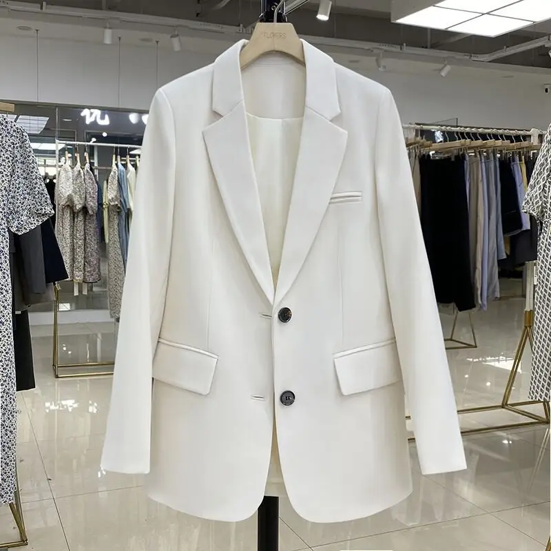 Black Small Suit Women's Jacket 2025 Autumn Casual Loose Korean Version Design Sense Temperament Commuting Small Suit Jacket