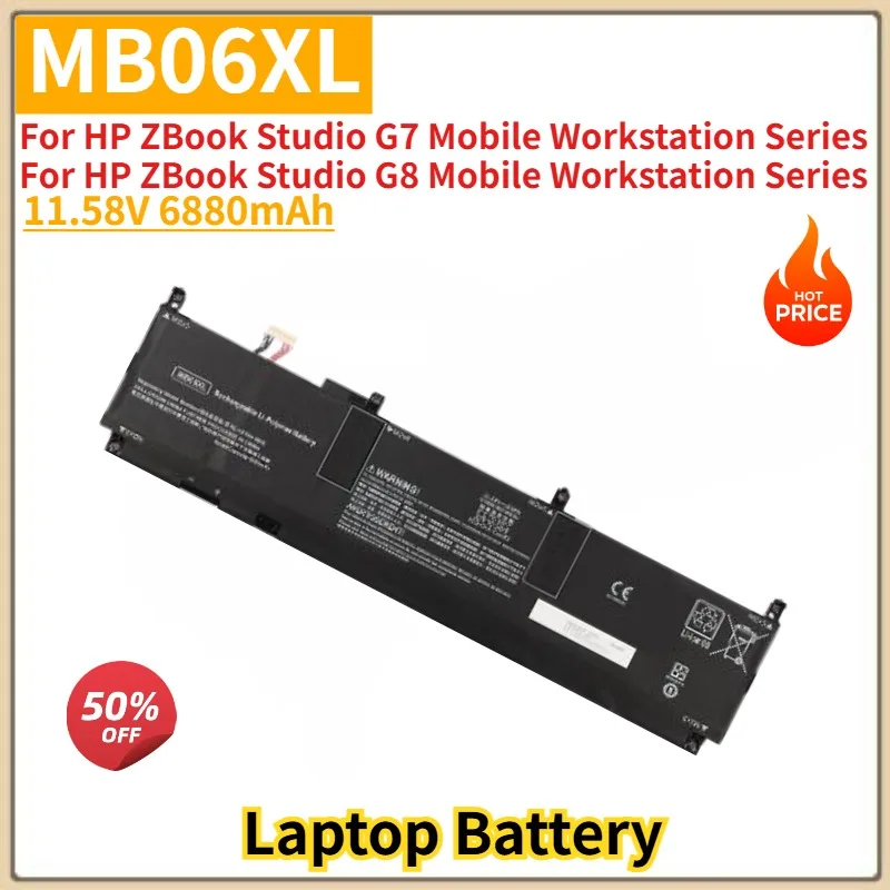 MB06XL High Quality Laptop Battery 11.58V 6880mAh for HP ZBook Studio G7 G8 Mobile Workstation Series Replacement Battery