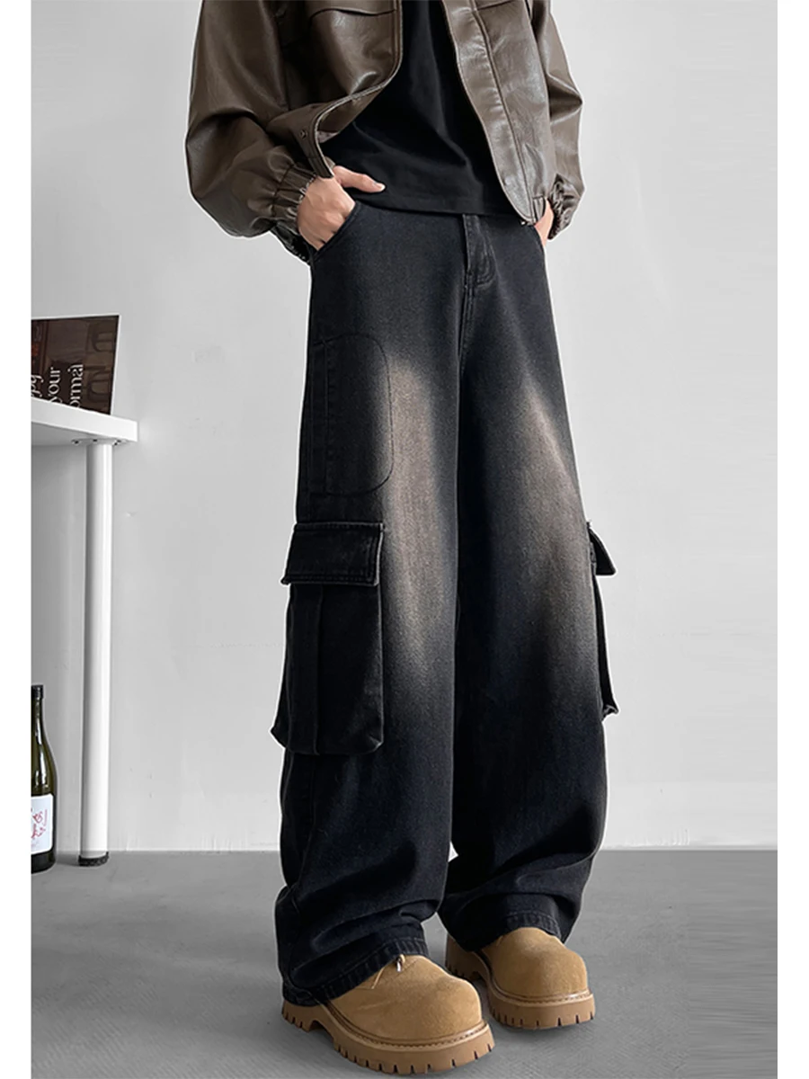 

Мужские джинсы Waed Bla Workwear: осенне-зимние свободные брюки с широкими штанинами в американском ретро-стиле, модные городские брюки Cleanfit