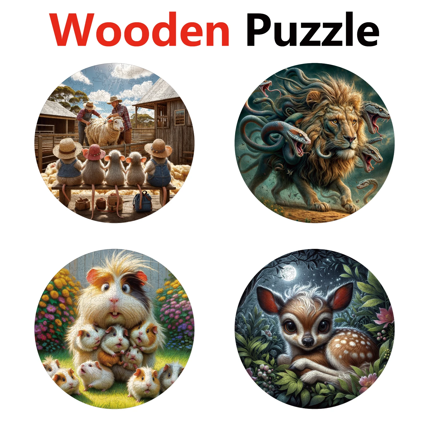 

Sheep Lion Mouse Deer Animal Puzzles High Quality Jigsaw Puzzle Wooden Puzzle Best Christmas Gift