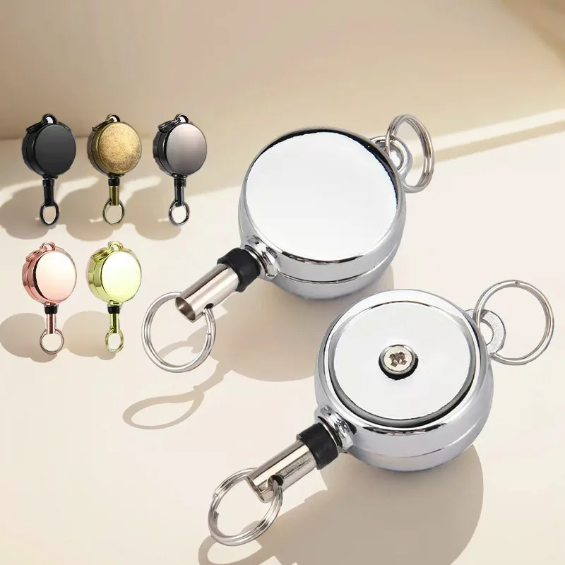 

easy to pull, metal chain keychain, anti-lost wire puller, telescopic hanging rope buckle.