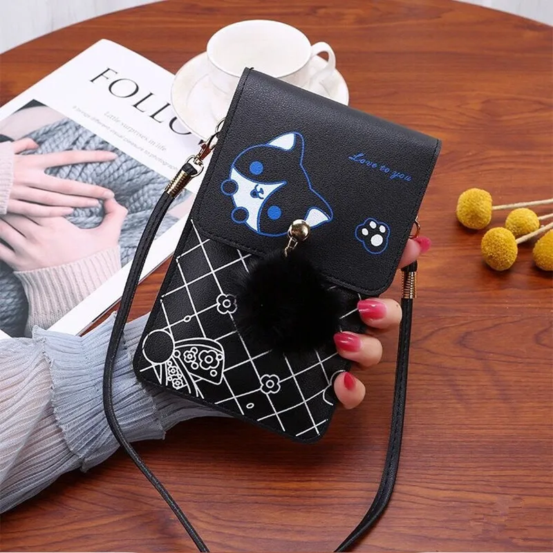 Cute Cartoon Pattern Touch-Screen Phone Bag for Women - Slim Transparent Crossbody Bag Mini Shoulder Pouch Wallet view 6
