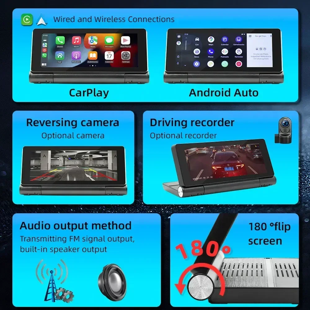 Universal Bluetooth Car Multimedia Player 6.86inch Build in Speaker Support Apple Carplay Android Auto Intelligent System