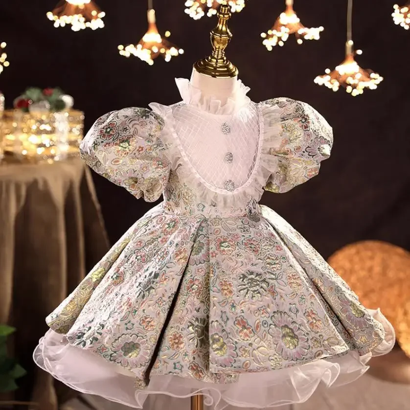 

Birthday Christening Dresses For Girl Easter Eid A1197 Girls Spanish Floral Ball Gown Baby Royal Lolita Princess Dresses Infant