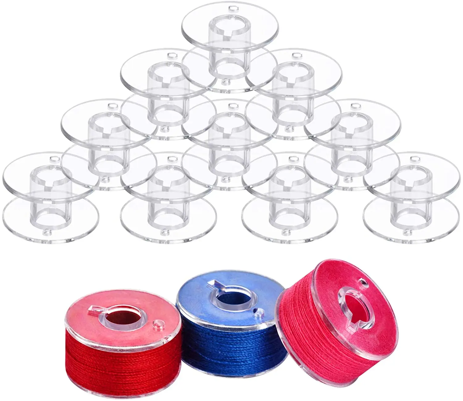 Bộ 50 Sa156 Bobbins Cho Máy May Brother Nhựa Bobbins Với Ốp Lưng Trong Suốt Nhựa Máy Bobbins DIY May