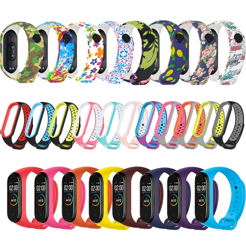 Pulseira de silicone para Xiaomi Mi Band, pulseira esportiva, relógio de substituição, pulso para Miband 4, 5, 6, 5