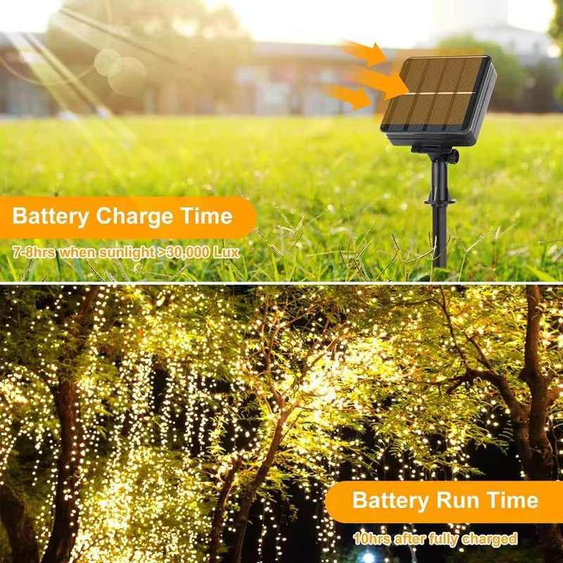 5m/10m/20m/30m LED Solar Light Outdoor Waterproof Garden Fairy String Lights 8 Modes Lighting For Christmas Copper Wire Lamp