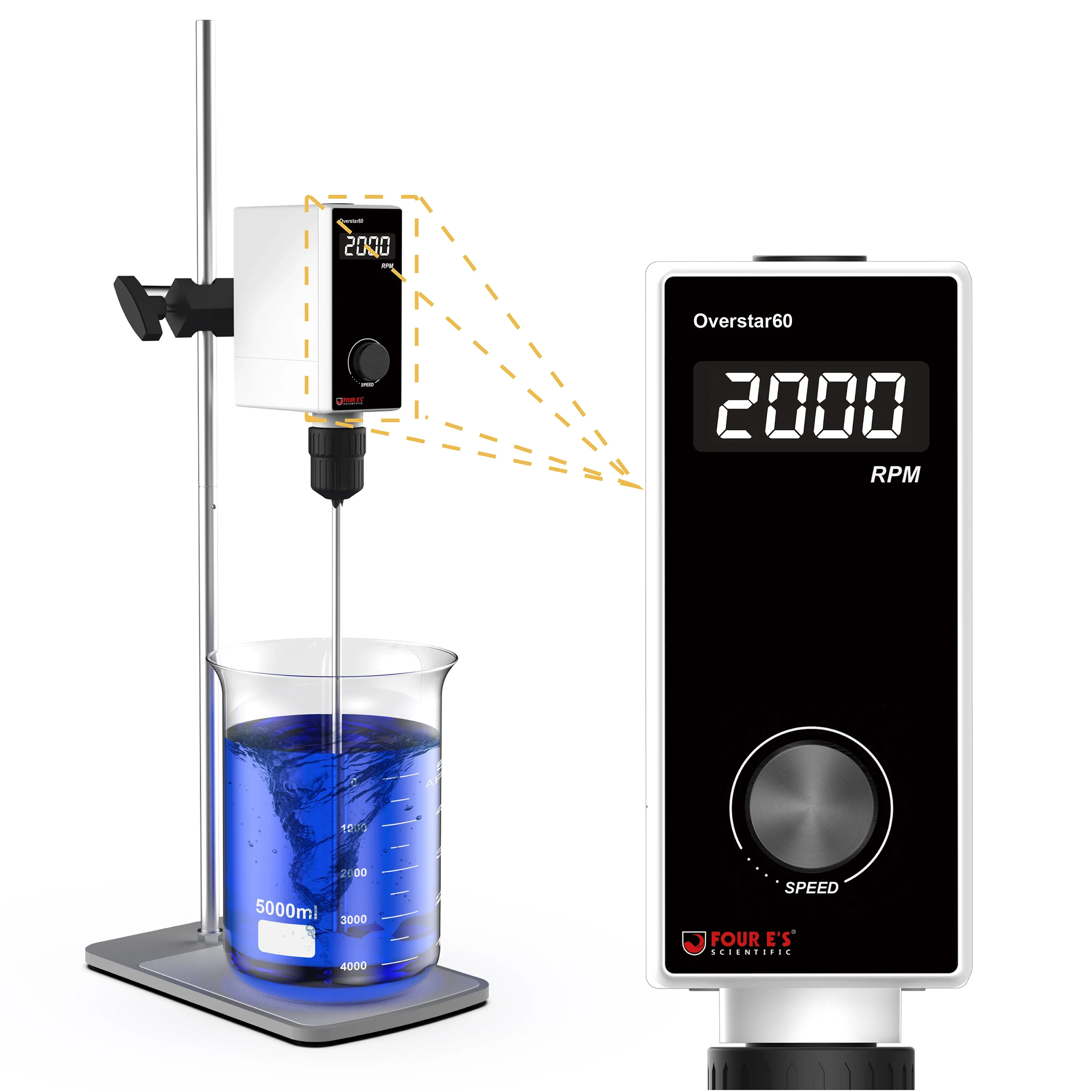 

50L Overhead Stirrer CE Certified with Powerful LED OEM Customizable Stainless Steel Material for Mixing And Agitation