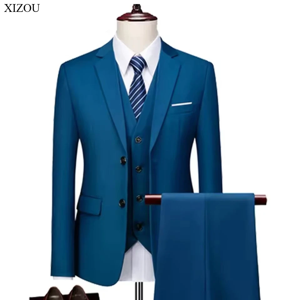 Elegant Men ชุดสําหรับงานแต่งงาน 3 ชิ้น 2 ชุดเสื้อแจ็คเก็ตเสื้อกั๊กกางเกงแฟชั่นคลาสสิกชุดเต็ม 2024 เครื่องแต่งกายอย่างเป็นทางการ
