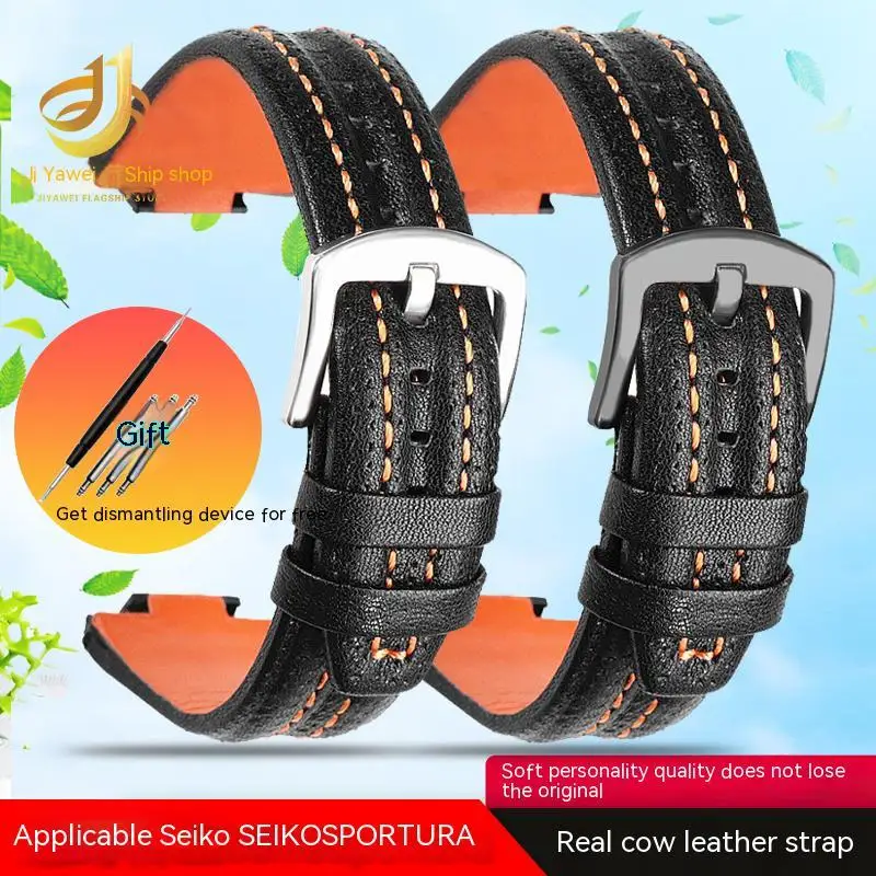 

Genuine Leather Watch Strap for Seiko Sportura SNL029P2 SNL021P1 SNA595P2 SNL017P1 Watchband 27X15MM men's Bracelet accessories