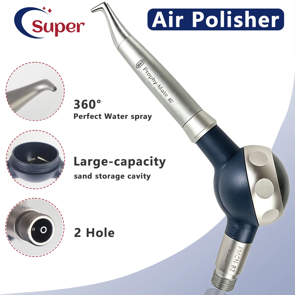 Dental Prophy‑Mate‑E Air Polisher 2Hole Sandblaster Handpiece 360 Degree Water Spray Teeth Stain Removal Dentistry Instrument