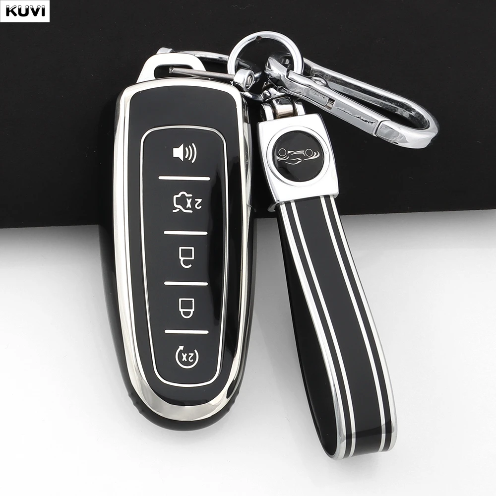 Modische TPU-Autoschlüsselhülle für Ford Edge, Focus, Flex, Explorer, Taurus, Lincoln MKS, MKT, MKX, geschützte Schutzhülle mit Schlüsselanhänger