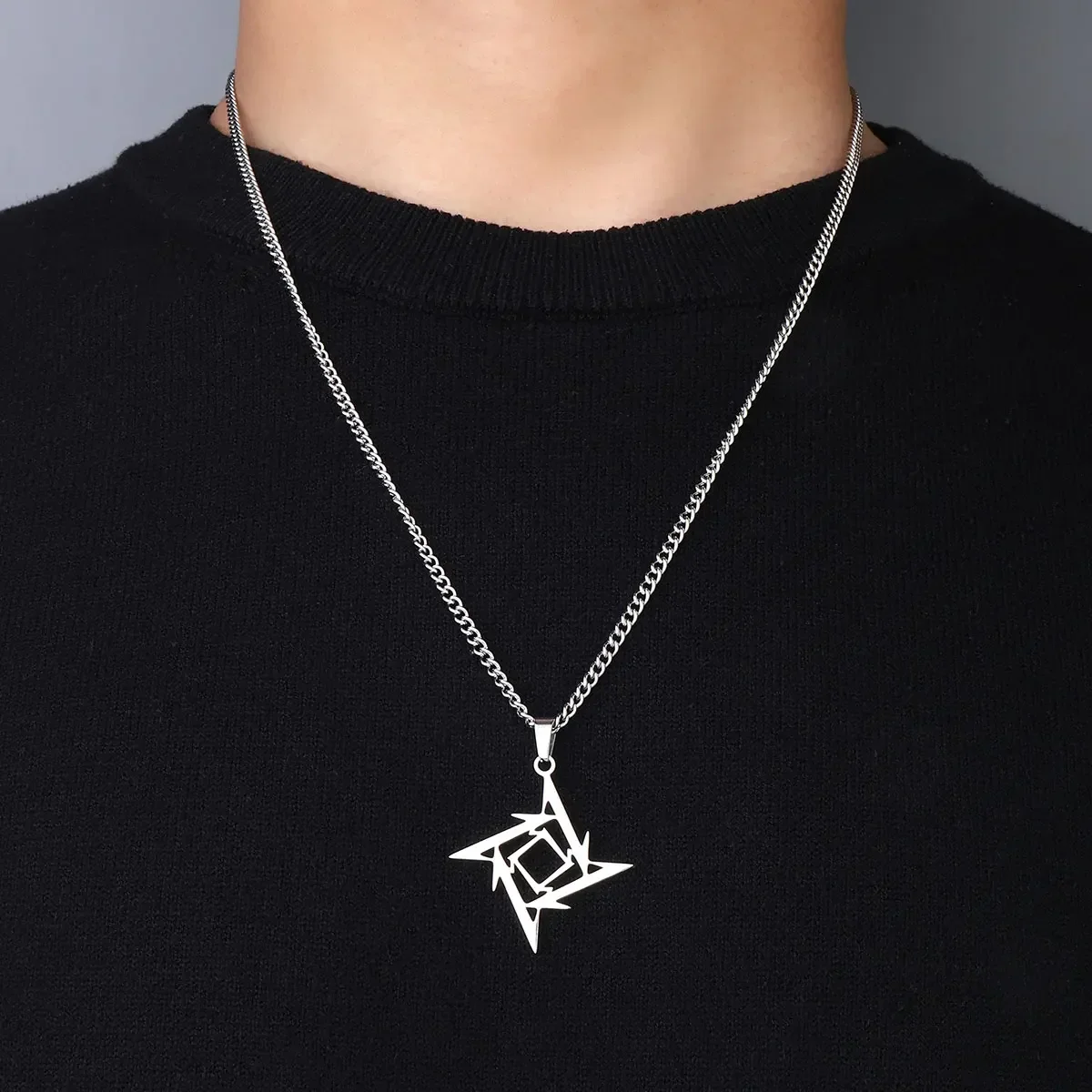 Hip Hop Unicon Blade Crocodile Stainless Steel Chain Yoga Lotus Cross Sun Eye Kite Pendant  Necklace Street Punk  Male Jewelry