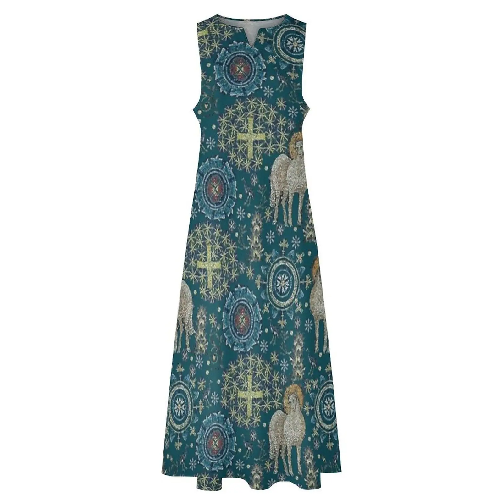 Mosaicos de Ravenna: Azul - Colección bizantina Vestido largo mujer de lujo vestido de noche vestido de verano mujer 2025 moda
