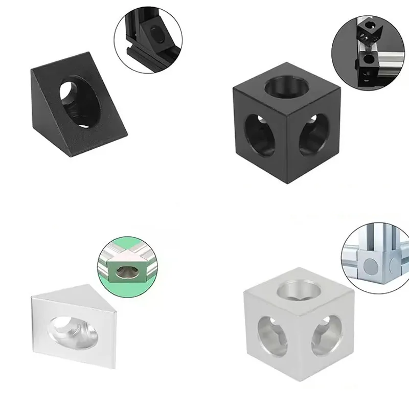 10pcs 3-Way Cube Corner Bracket 1515/2020/3030 Aluminum Square/Triangular Connector Suitable for 3D Printer Frame Accessories