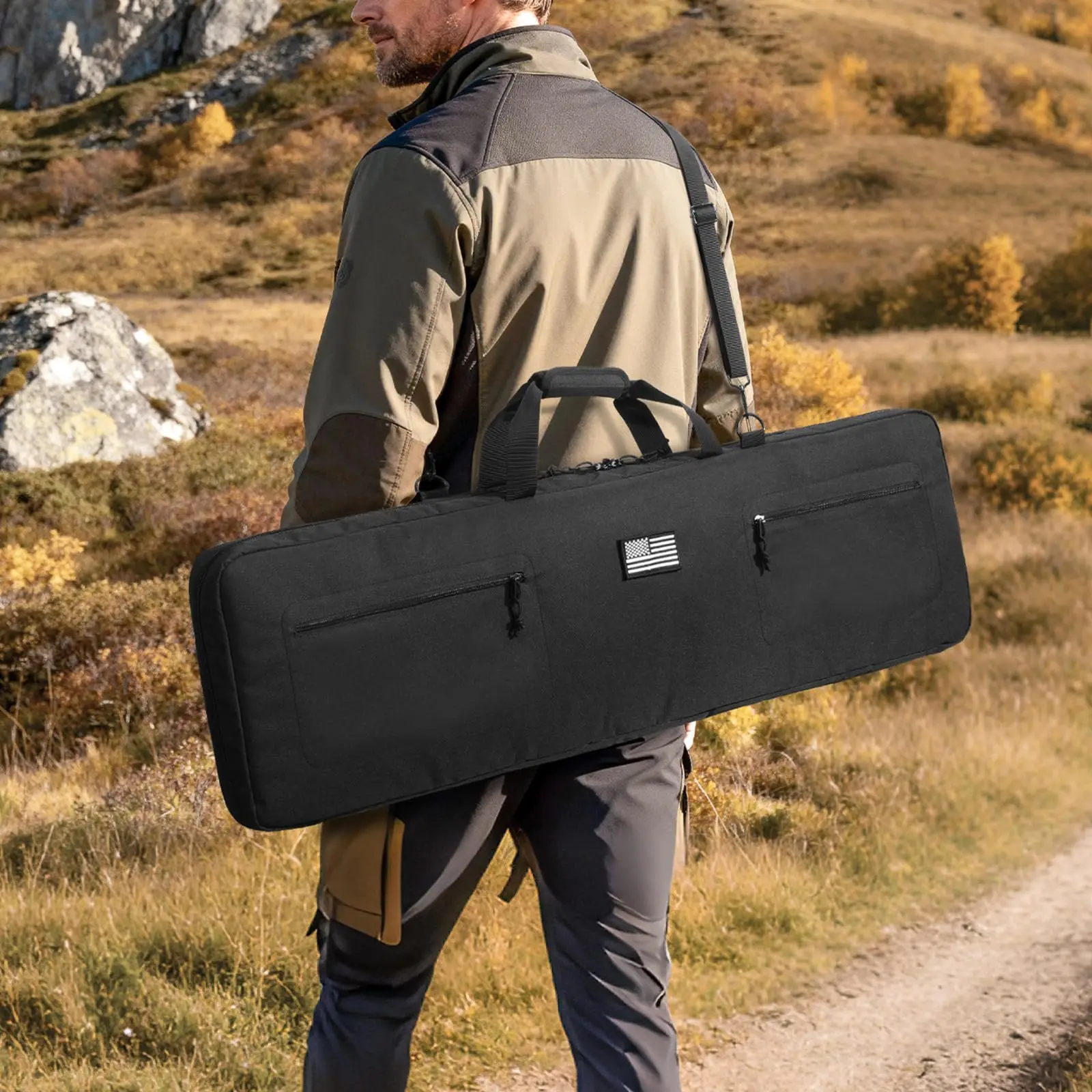

42" Soft Rifle Case Rifle Bag with Zipper Pockets Adjustable Strap and Padded Handle Gun Case for Outdoor Hunting Shooting Range