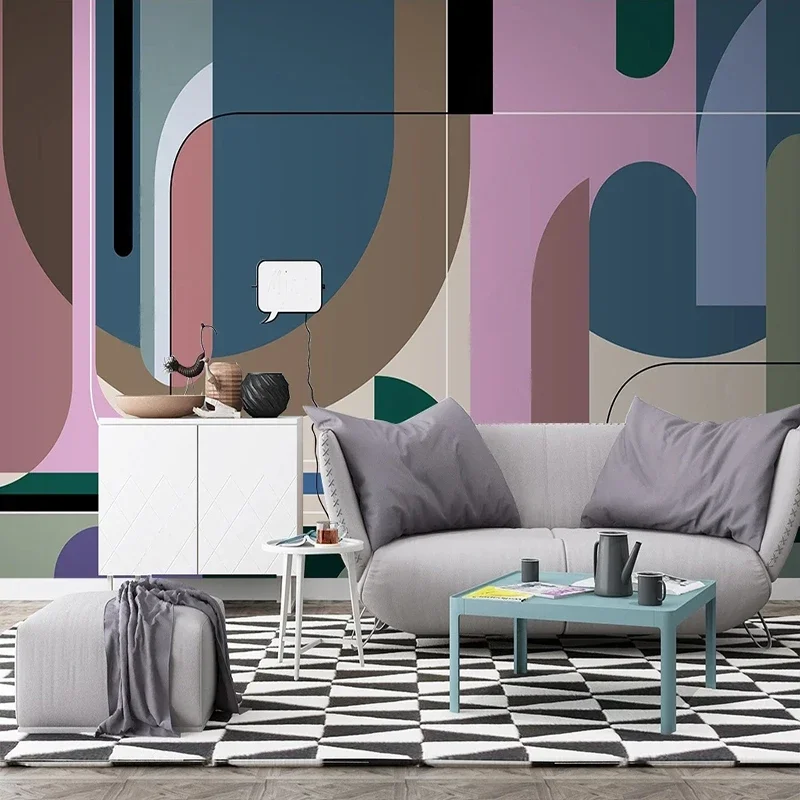 

3D Wall Mural Wallpaper Modern Abstract Geometric Figure Lines Living Room Home Decor 3D Fresco Papel De Parede For Bedroom Wall