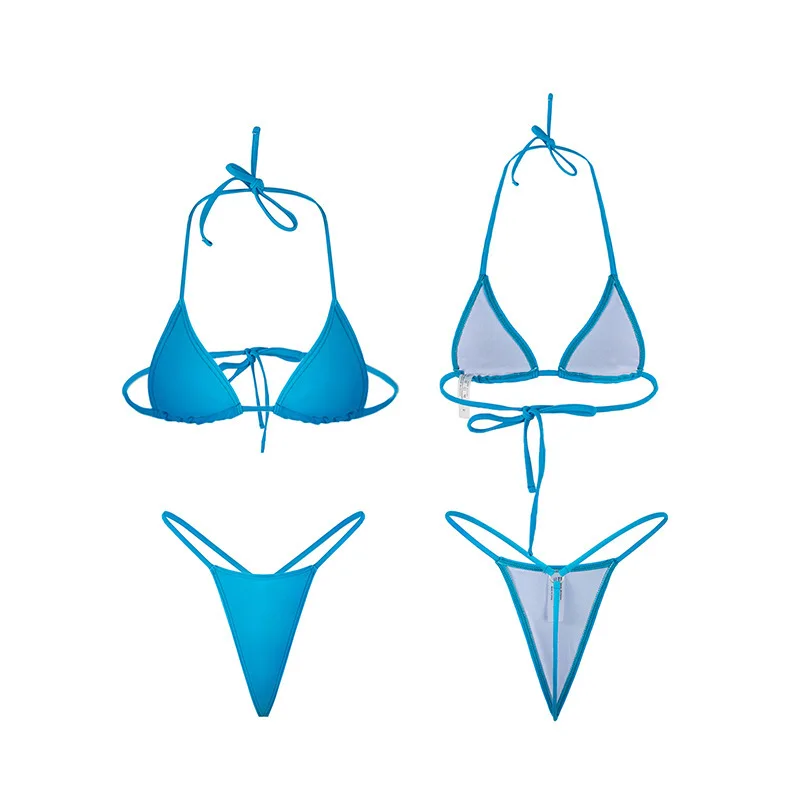 Badpak voor dames 2024, effen kleur driepunts sexy bikini, splitzwempak met veters