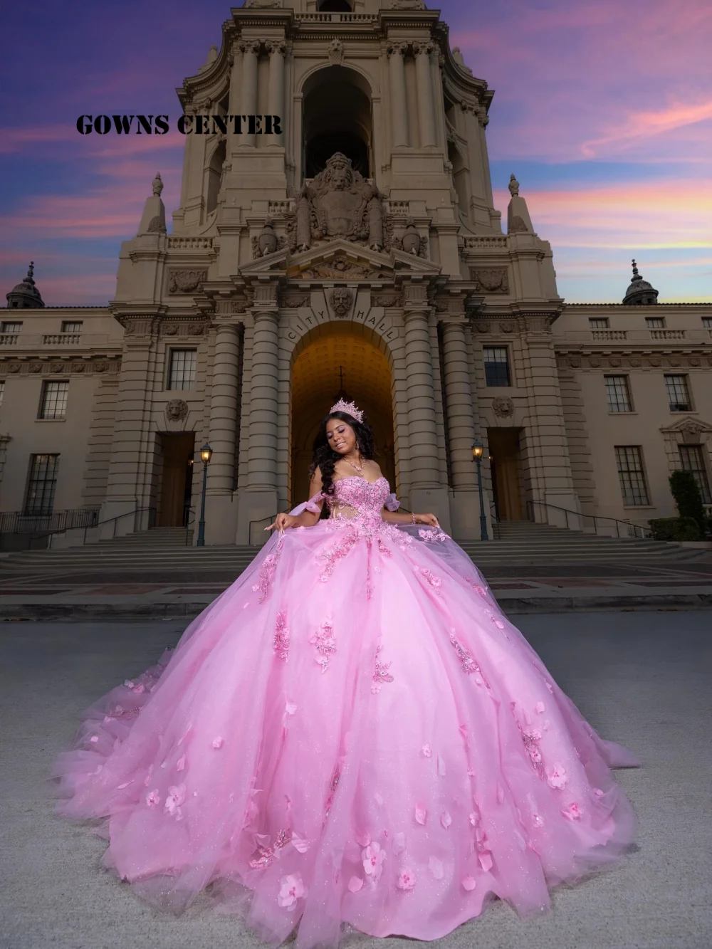 

Dark Pink Shimmery 15 Quinceanera Dresses 2024 Beaded Flowers Applique Tulle Ruched Train Ball Gown Mexican Wedding Customized