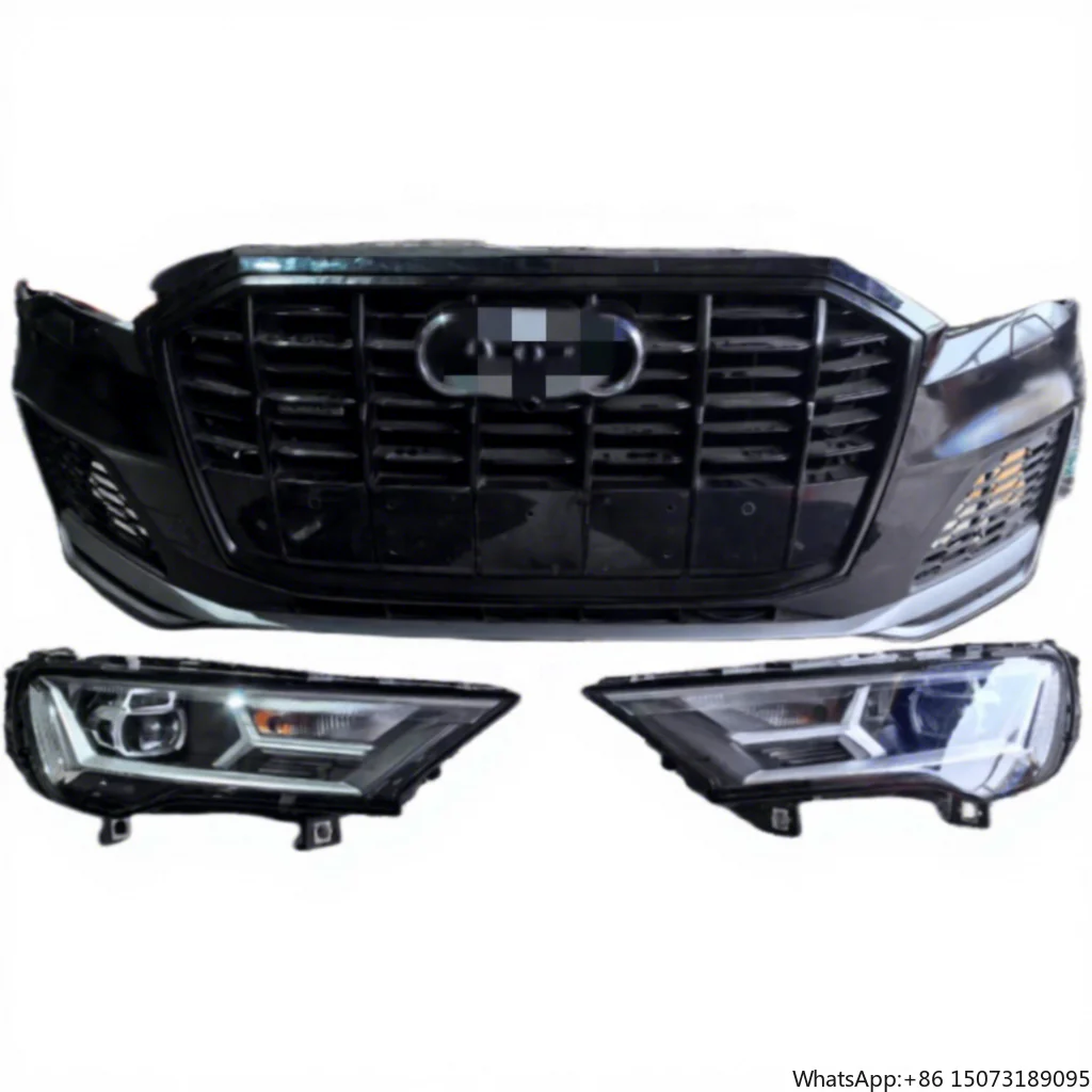 FOR Q7 2015-2020 Front Bumper Kit with Headlight Electronic Fan Radiator Geshan Sports Nose  Accessories for Cars