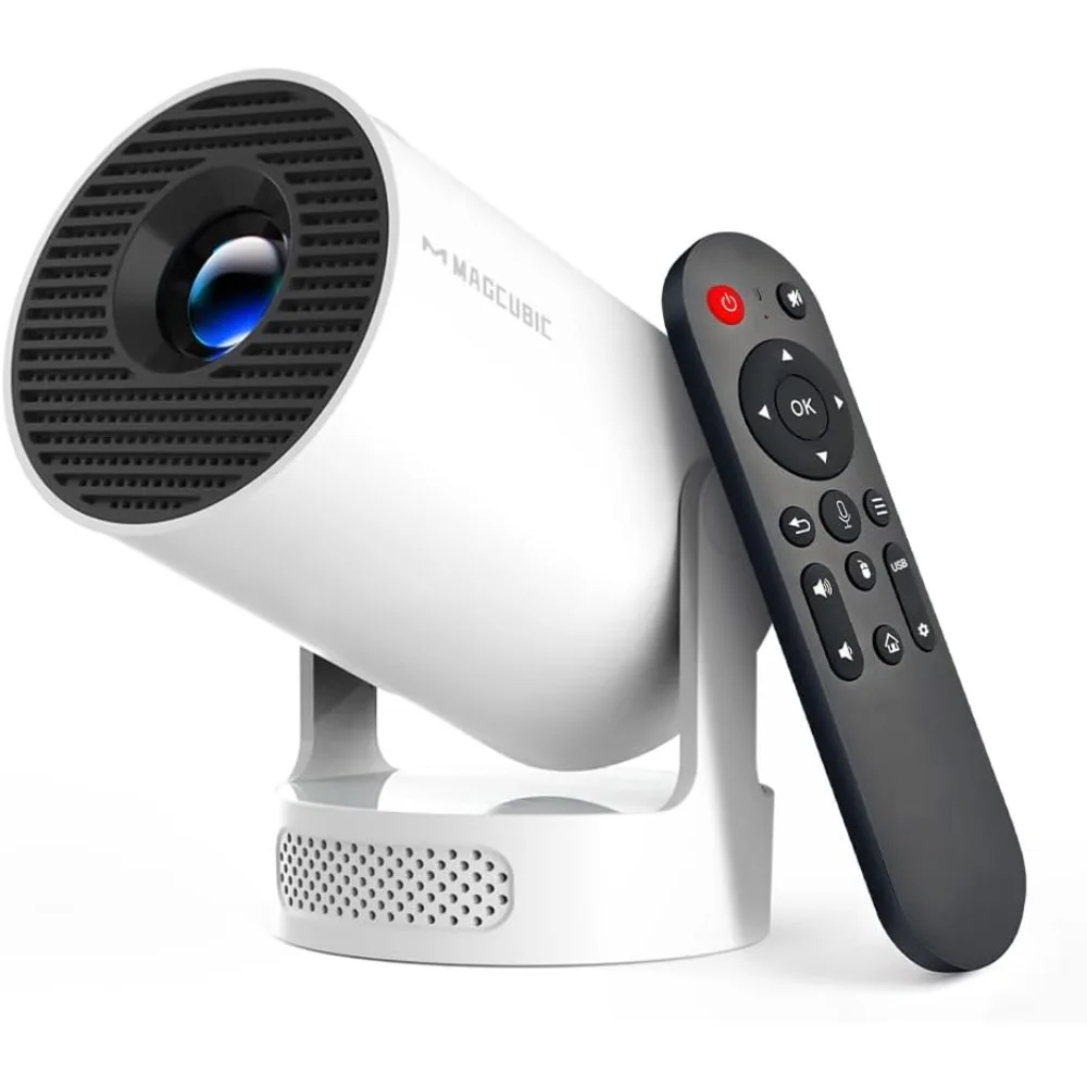 

WiFi 6 Bluetooth 5.4 Mini Projector, 4K Auto Keystone 180° Rotatable, 5W Speaker Portable Movie Projector for Home Outdoor