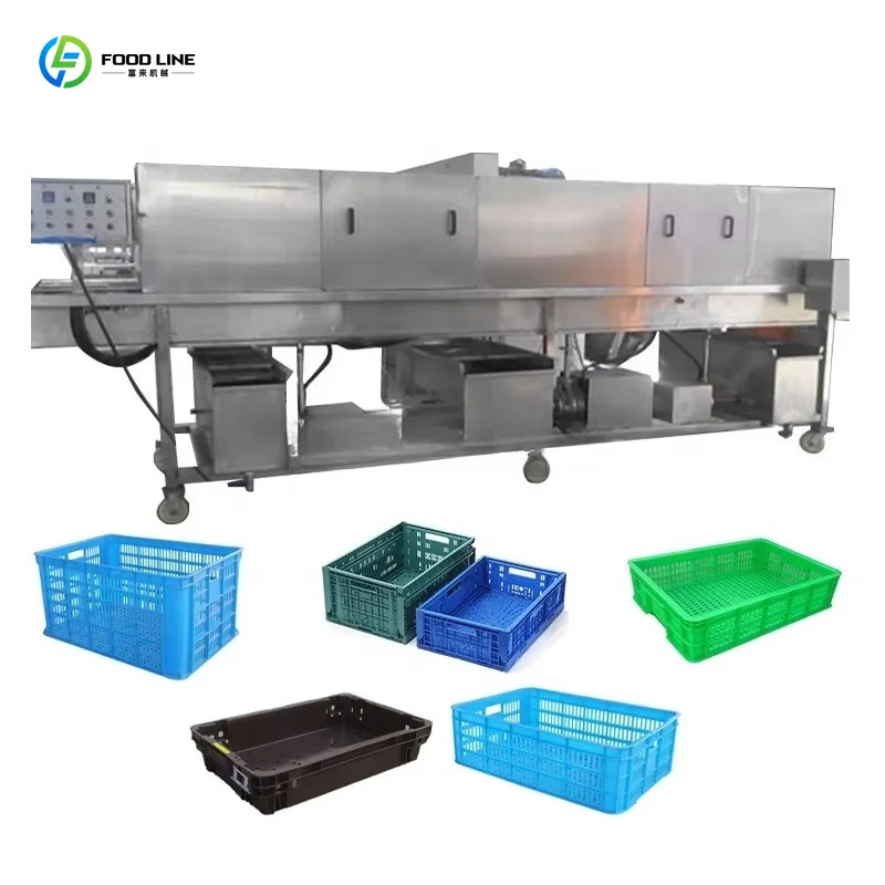 Customized Commercial Automatic Plastic Crate Cleaning Machine High Pressure High Performance Crate Washer