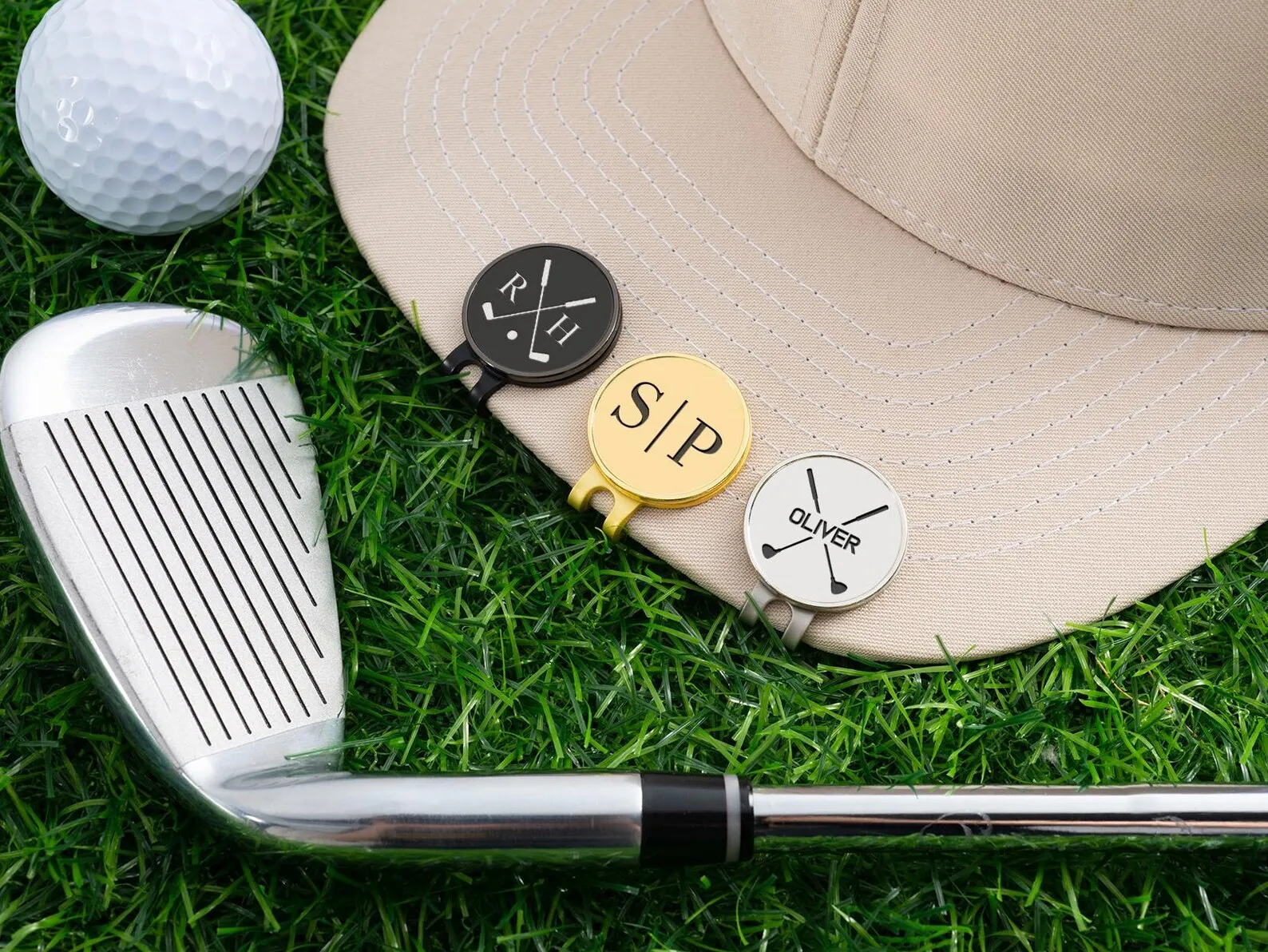 Custom Engraved Golf Ball Marker with Magnetic Hat Clip, Personalized Monogram Hat Ball Marker, Custom Gift for Men