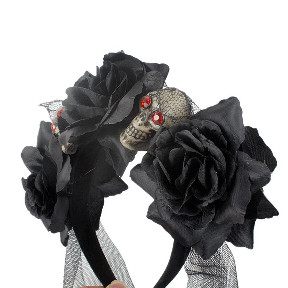 

Skull Hair Headband Halloween Costume Party Accessory Decorative Hair Hoop For Masquerade Carnival Cosplay Festival Black