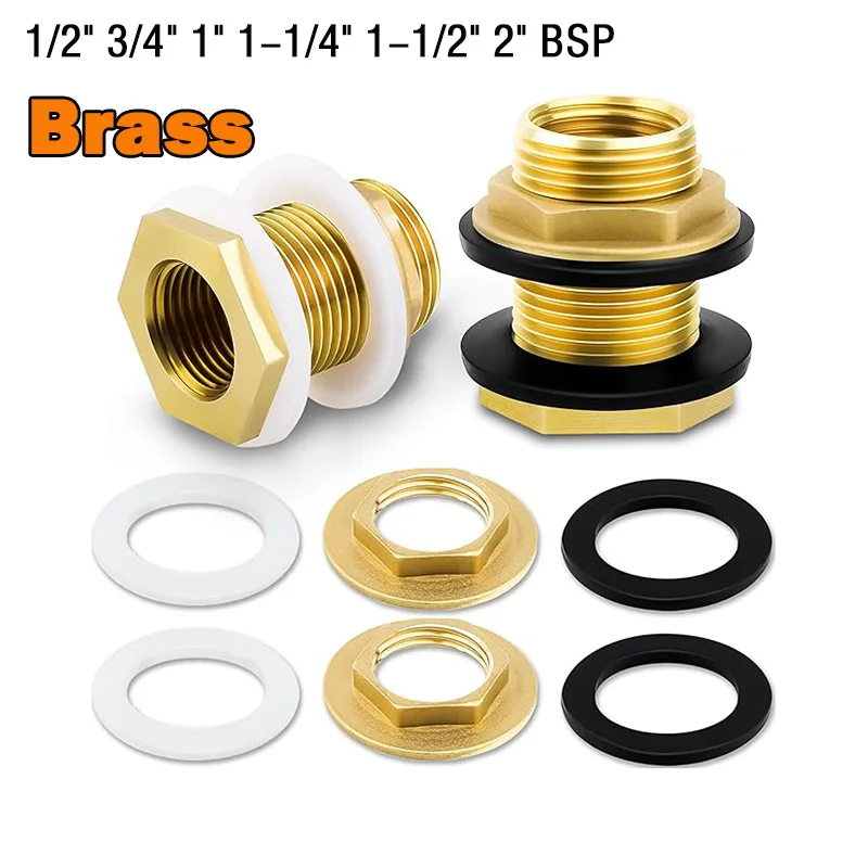 

1Pcs 1/2" 3/4" 1" Brass Water Tank Bulkhead Pipe Joints Male x Female for Rain Barrel Plastic Water Towers & Garden Hose Adapter