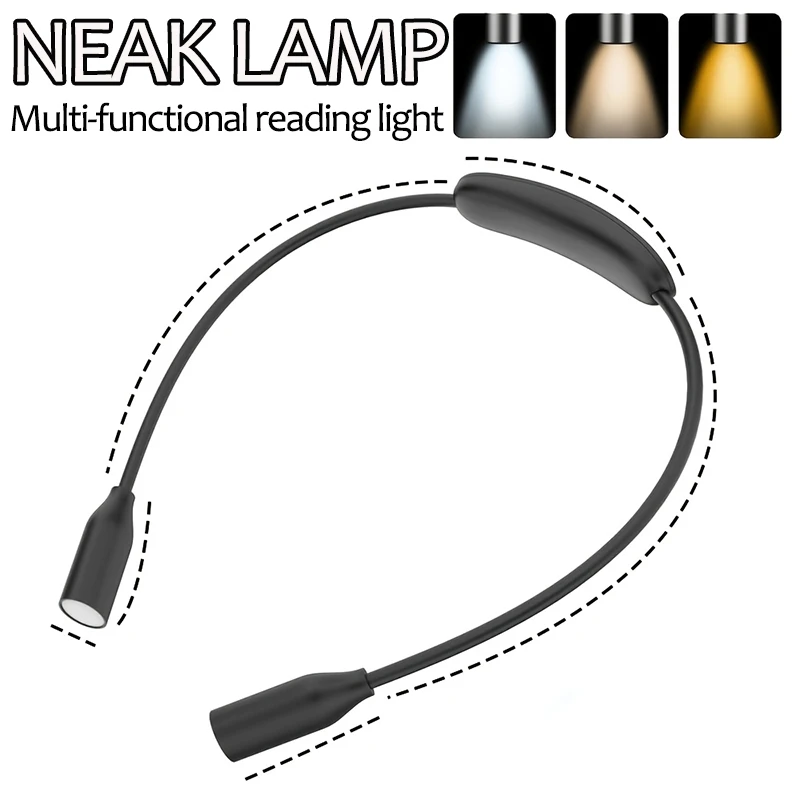 

F2 Led Reading Neck Light Book Lamp 360° Flexible Arm Reading Book Light Running Read Neck Lamp Usb Charging Study Night Light